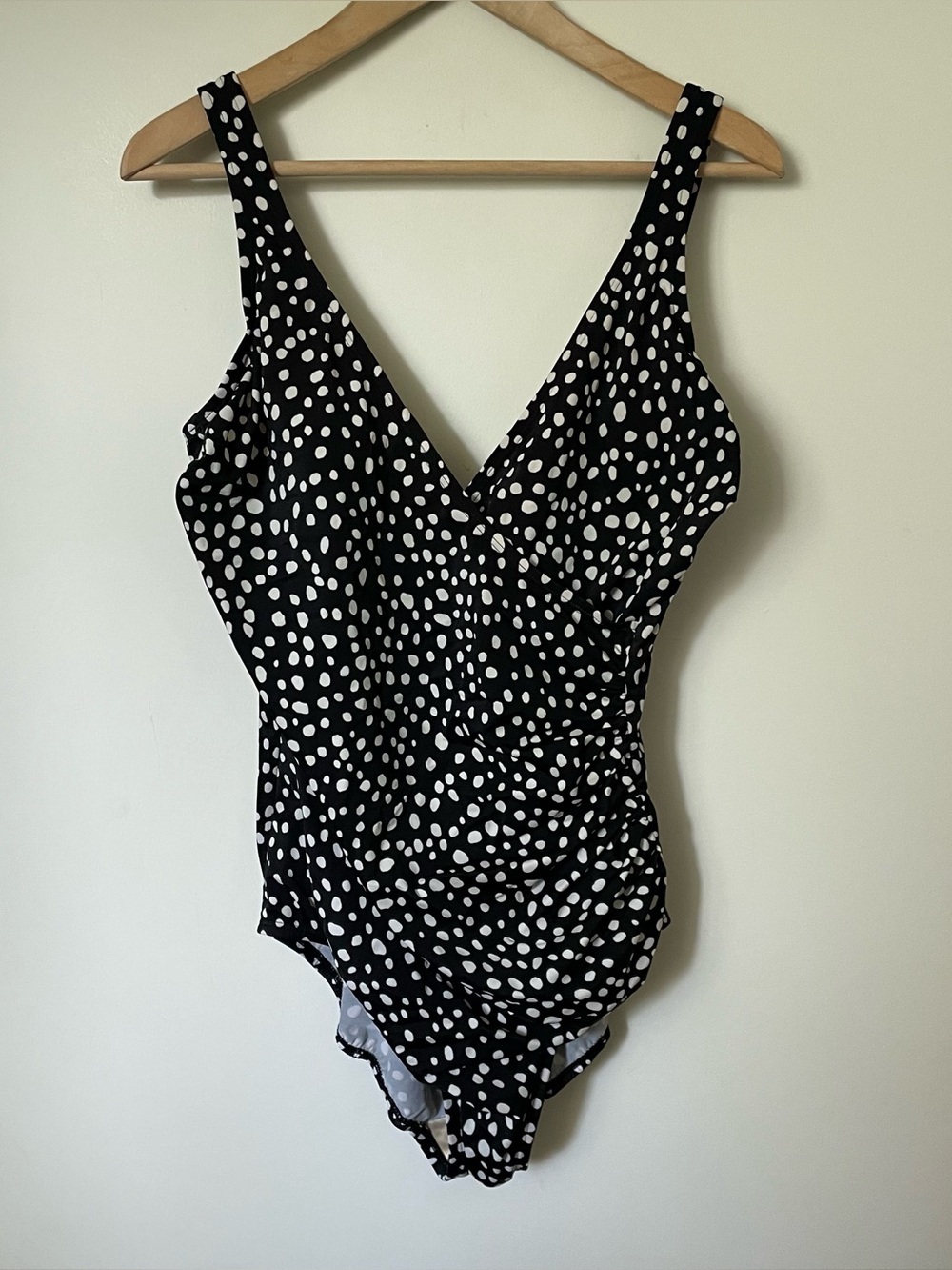 Miraclesuit by Kirkland Polka Dot Wrap Front Slimming One Piece Swimsuit Size 18